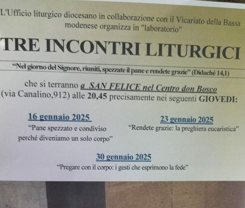 Tre incontri liturgici a San Felice