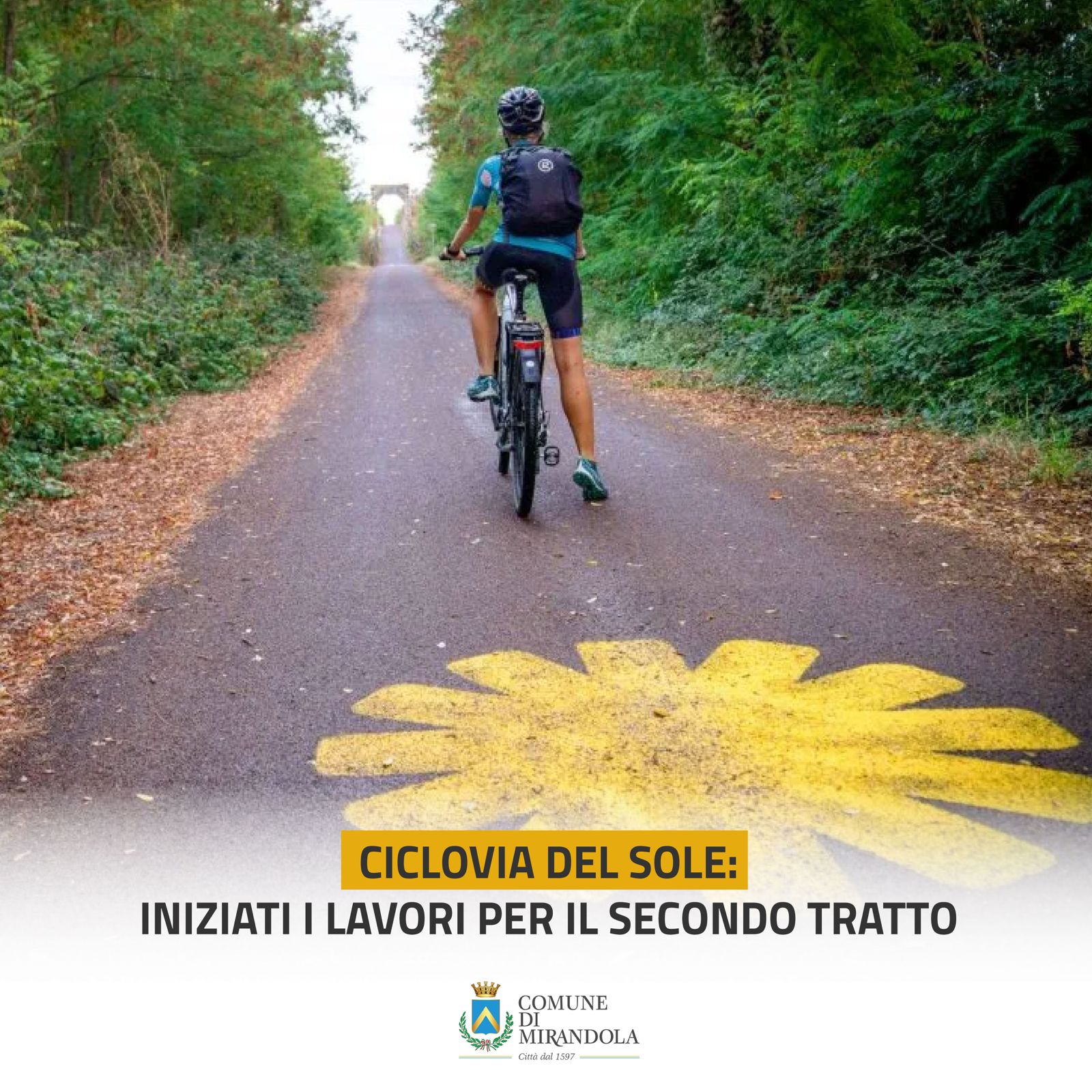Mirandola, iniziati i lavori per il secondo tratto della Ciclovia del Sole