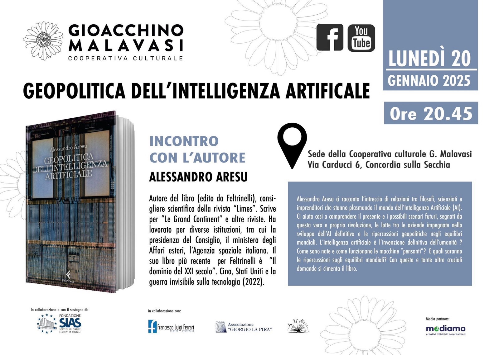 Concordia, lunedì 20 gennaio alla Cooperativa culturale “Gioacchino Malavasi” un incontro sull’intelligenza artificiale