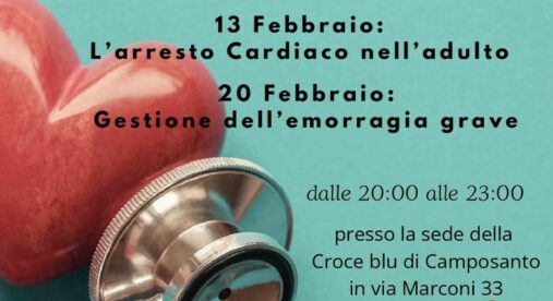 Arresto cardiaco, emorragia, primo soccorso sui bambini: a lezione dalla Croce Blu di Camposanto Arresto cardiaco, emorragia, primo soccorso sui bambini: a lezione dalla Croce Blu di Camposanto