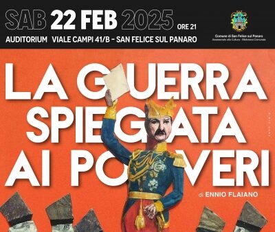San Felice, “La guerra spiegata ai poveri” in scena in auditorium sabato 22 febbraio