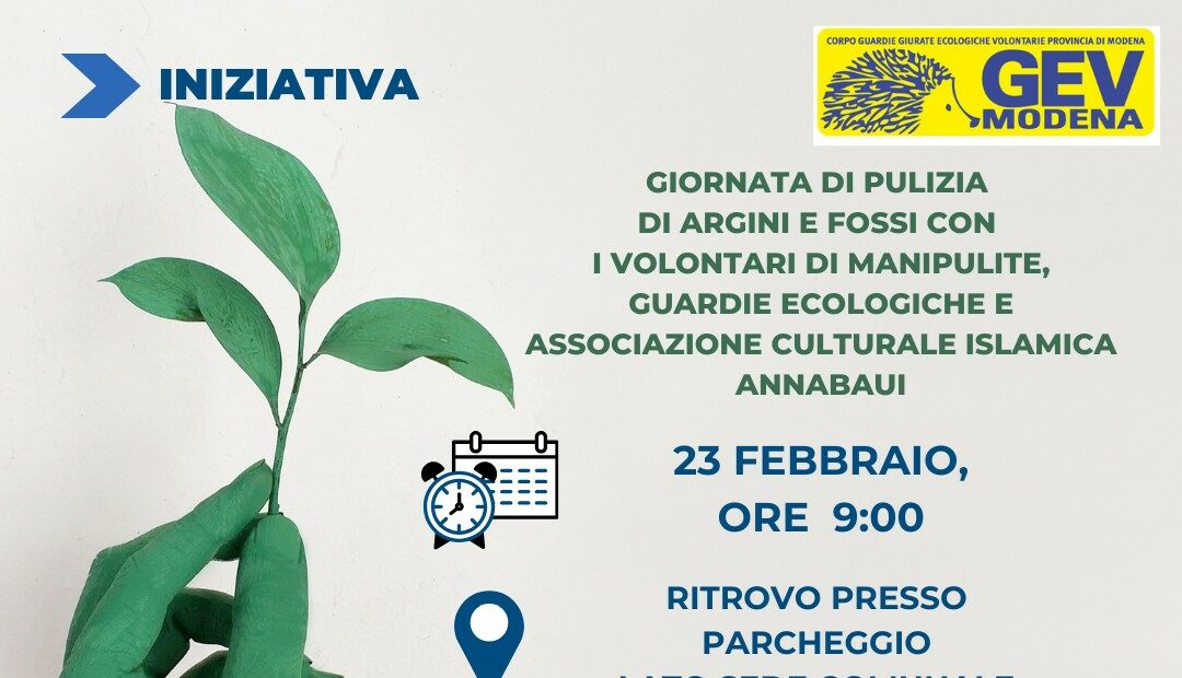 Domenica 23 febbraio giornata di pulizia di argini e fossi a Finale Emilia