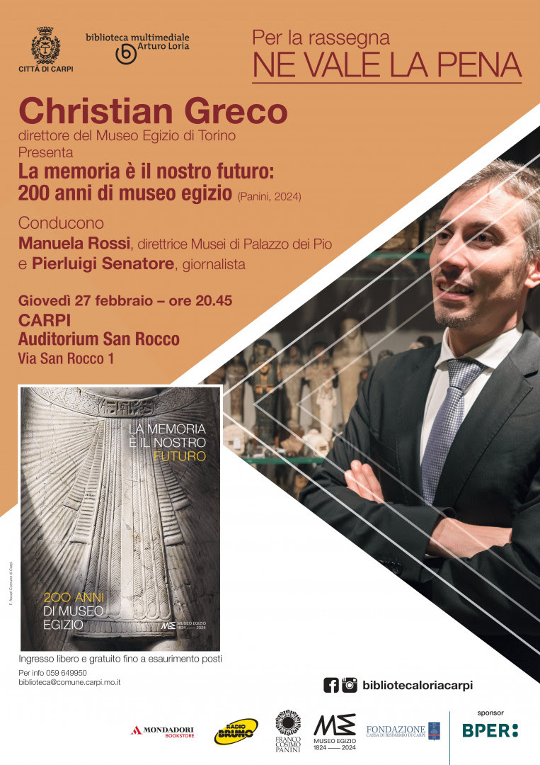 Il direttore del Museo Egizio di Torino Christian Greco ospite a Carpi