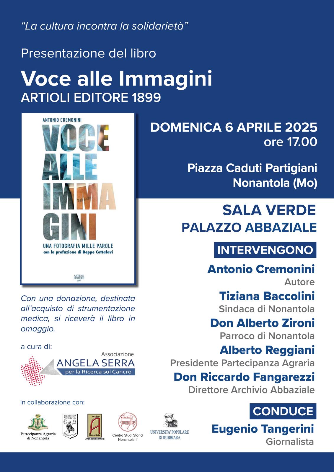 Nonantola, domenica 6 aprile sarà presentato il libro “Voci alle immagini” di Antonio Cremonini