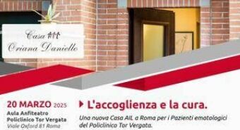 Ail Roma apre seconda Casa per pazienti in cura all’Ematologia Policlinico Tor Vergata