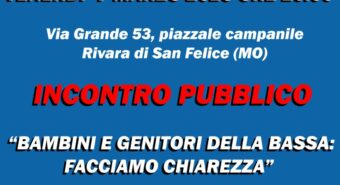 “Bambini e genitori della Bassa: facciamo chiarezza”, incontro pubblico a Rivara