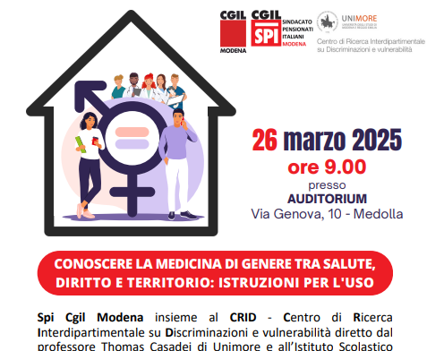Conoscere la medicina di genere, incontro il 26 marzo all’Auditorium di Medolla