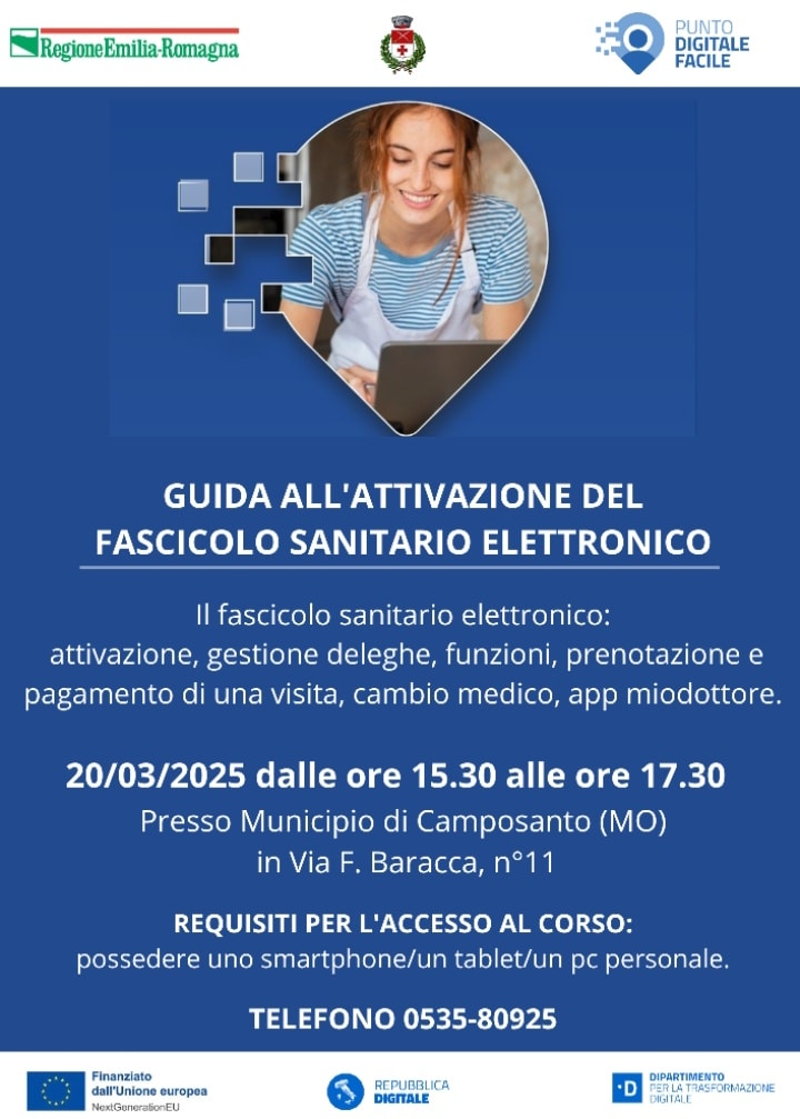 A Camposanto un incontro per scoprire il Fascicolo Sanitario Elettronico e l’App Miodottore