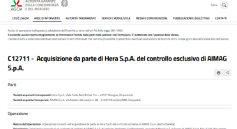 Hera si prende il “Controllo esclusivo” di Aimag: indaga l’Antitrust