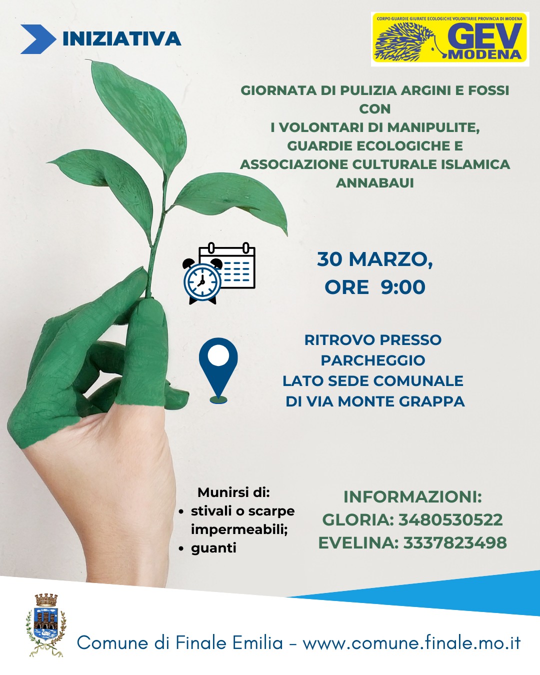 Domenica 30 marzo giornata di pulizia di argini e fossi a Finale Emilia