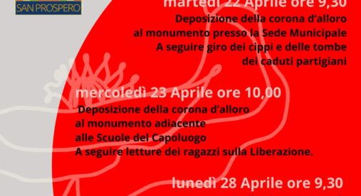 80° anniversario della Liberazione, le iniziative in programma a San Prospero 80° anniversario della Liberazione, le iniziative in programma a San Prospero