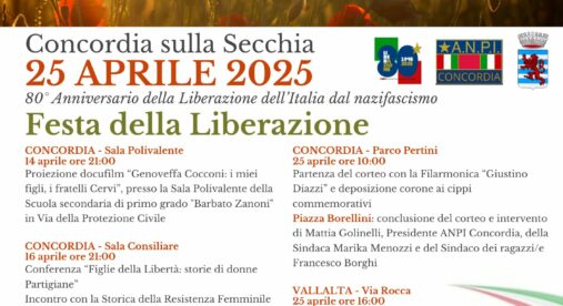 Concordia, tutte le iniziative per l'80°anniversario della Liberazione Concordia, tutte le iniziative per l'80°anniversario della Liberazione